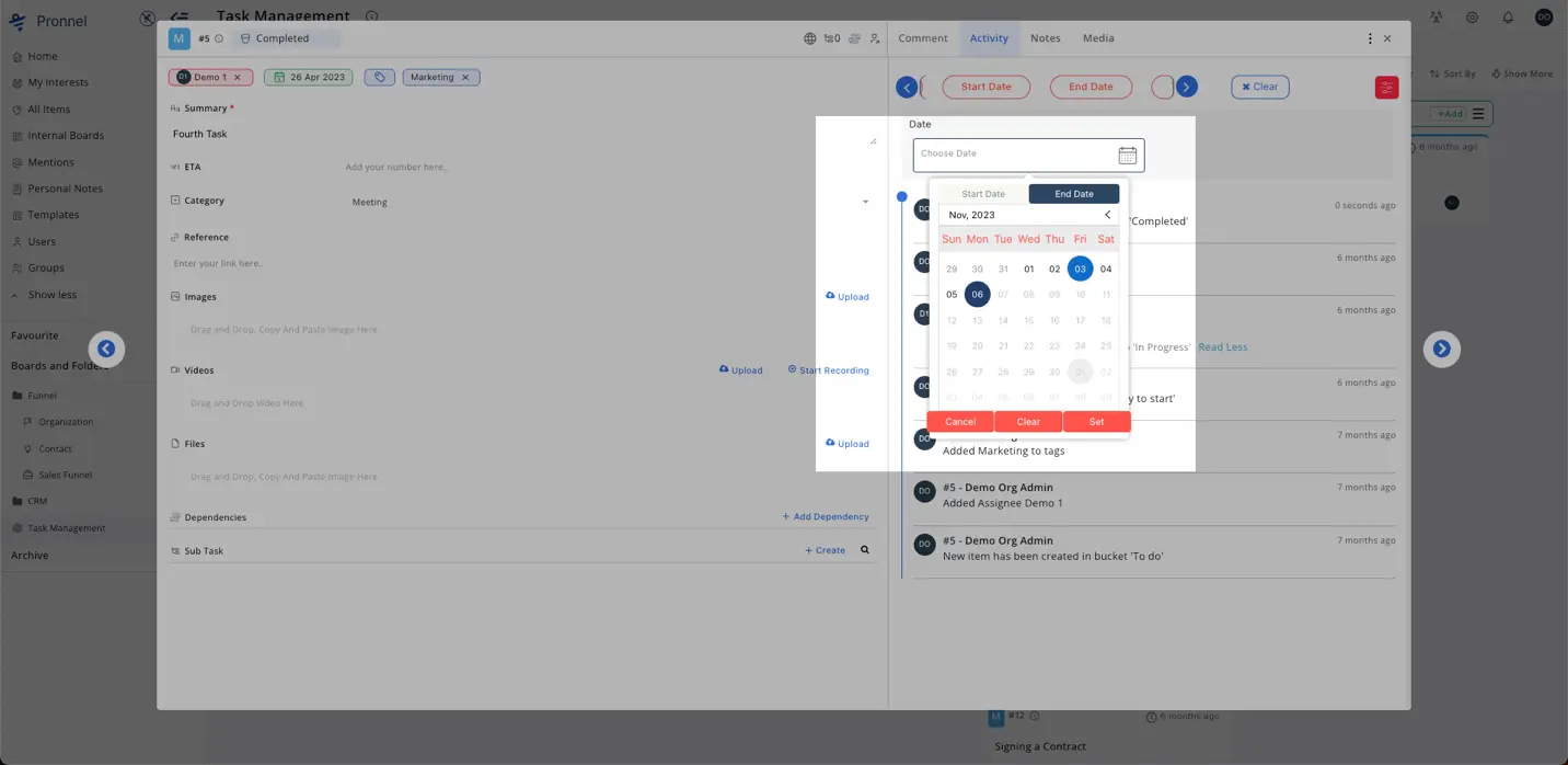 Filter activities as per your required date and time.