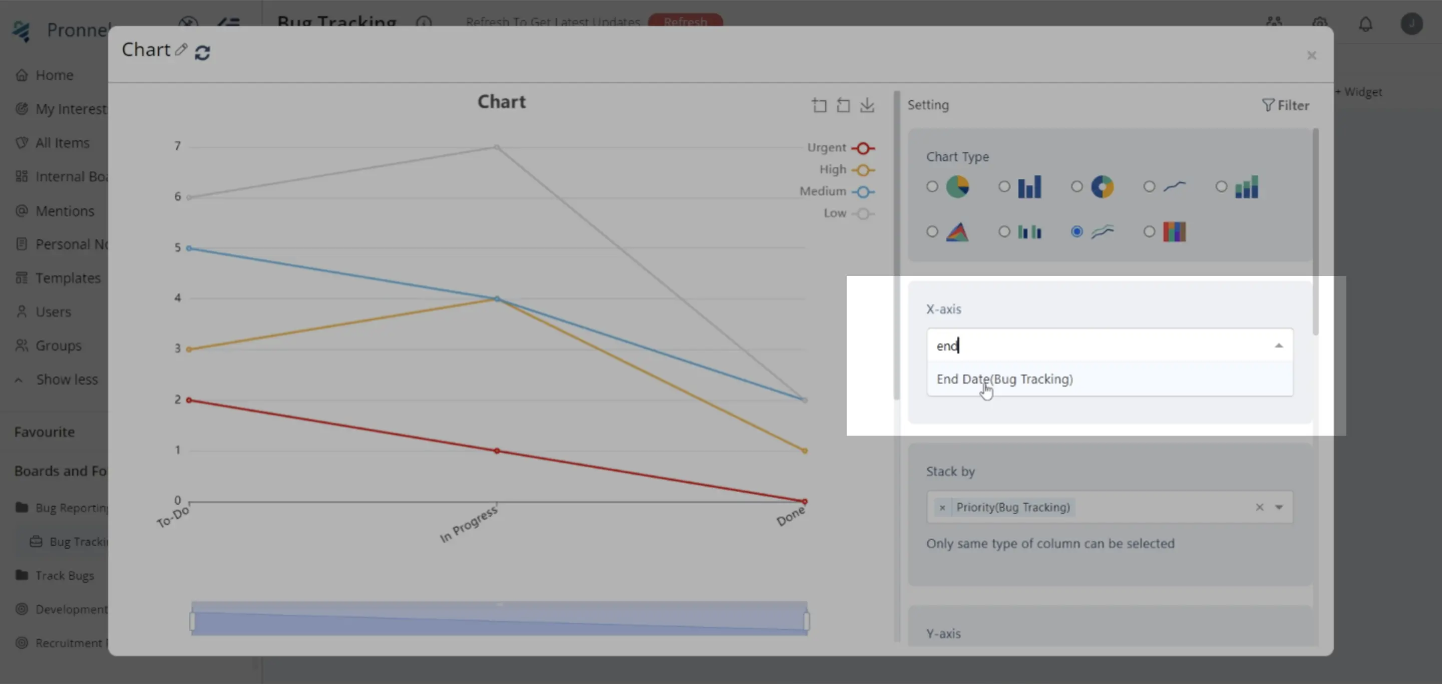 configure x and y axis