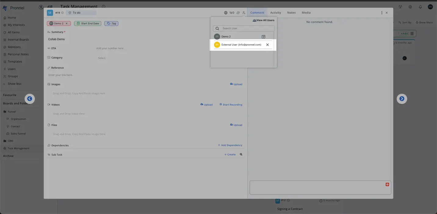  Non board user who are part of organization can be added as collaborator.