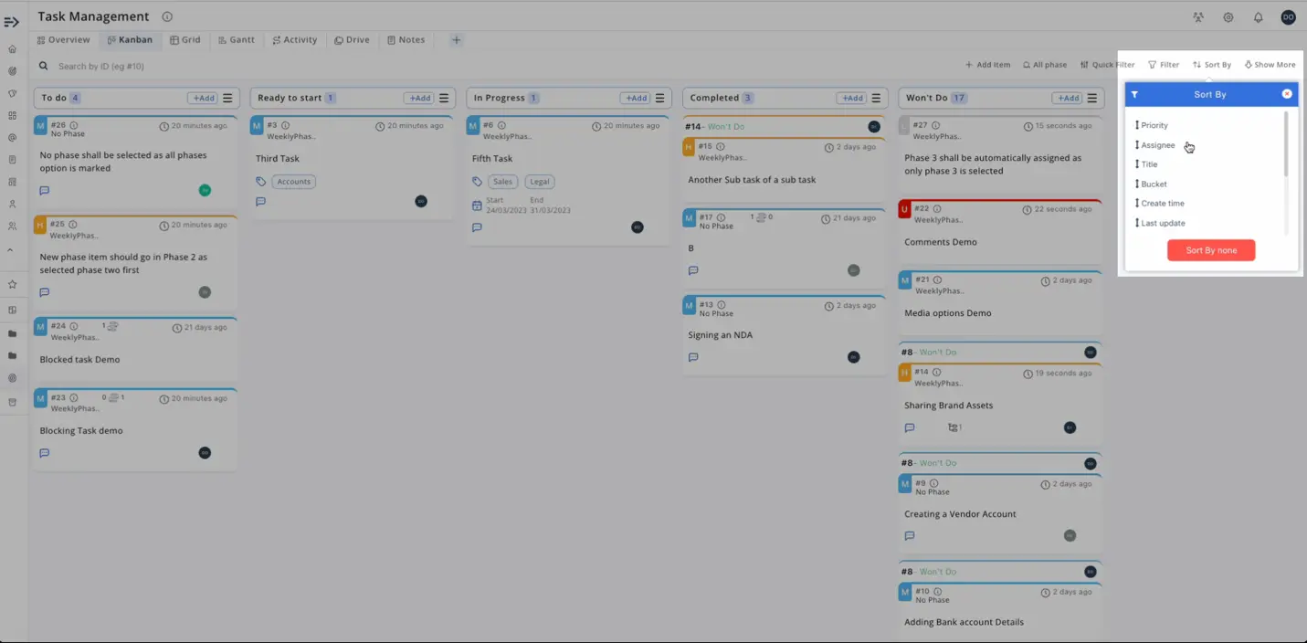 Default sorting options to make data management more convenient.