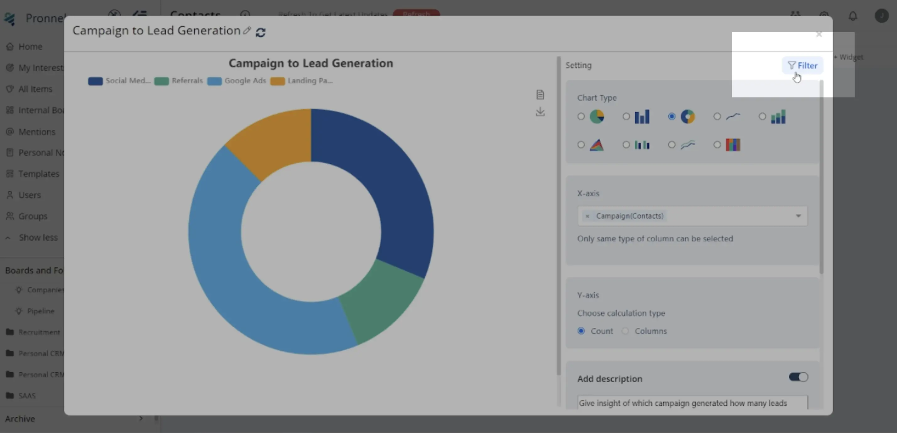 Utilize the Filter Icon to refine data displayed
