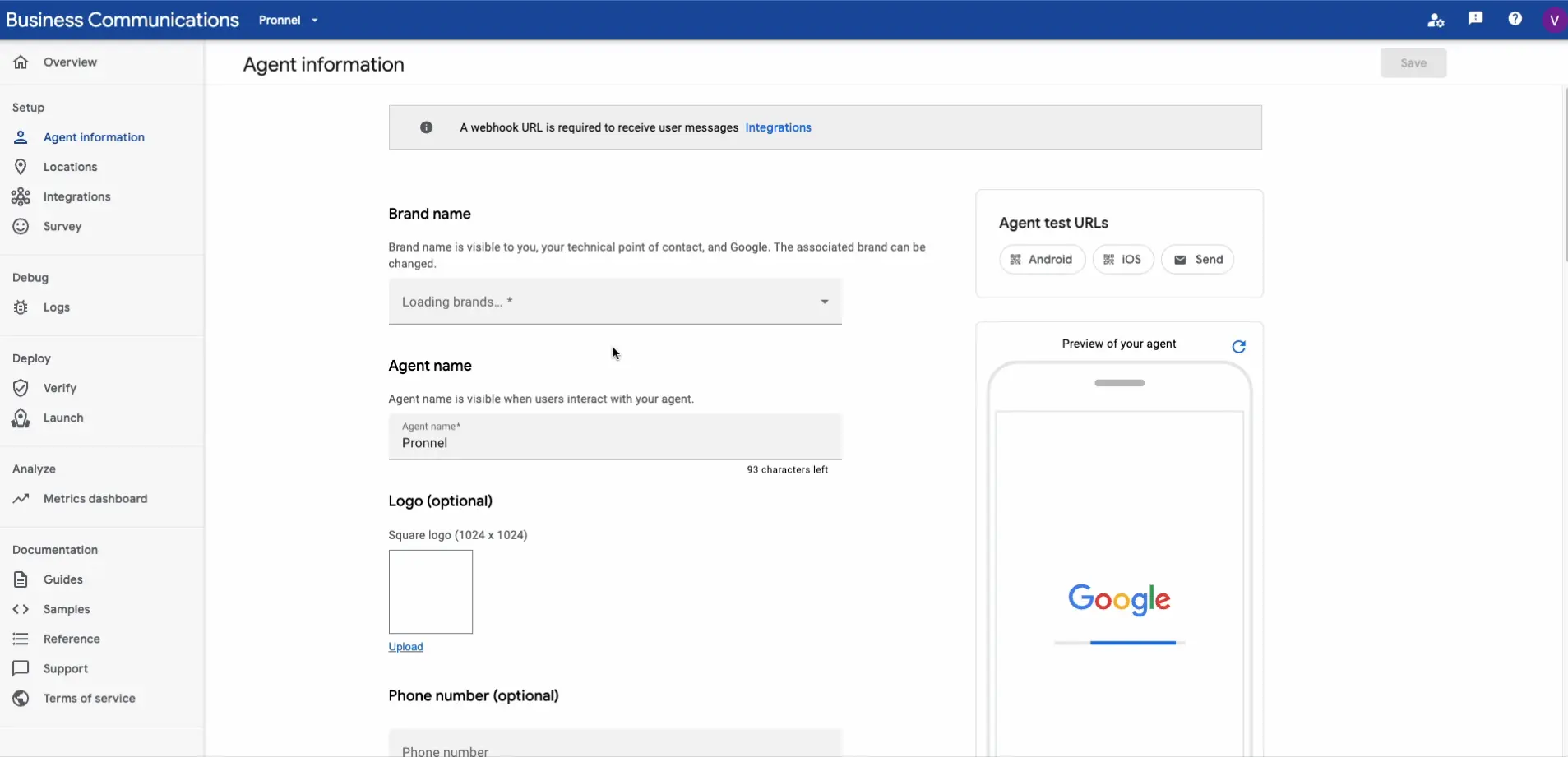 Add Agent Details.
