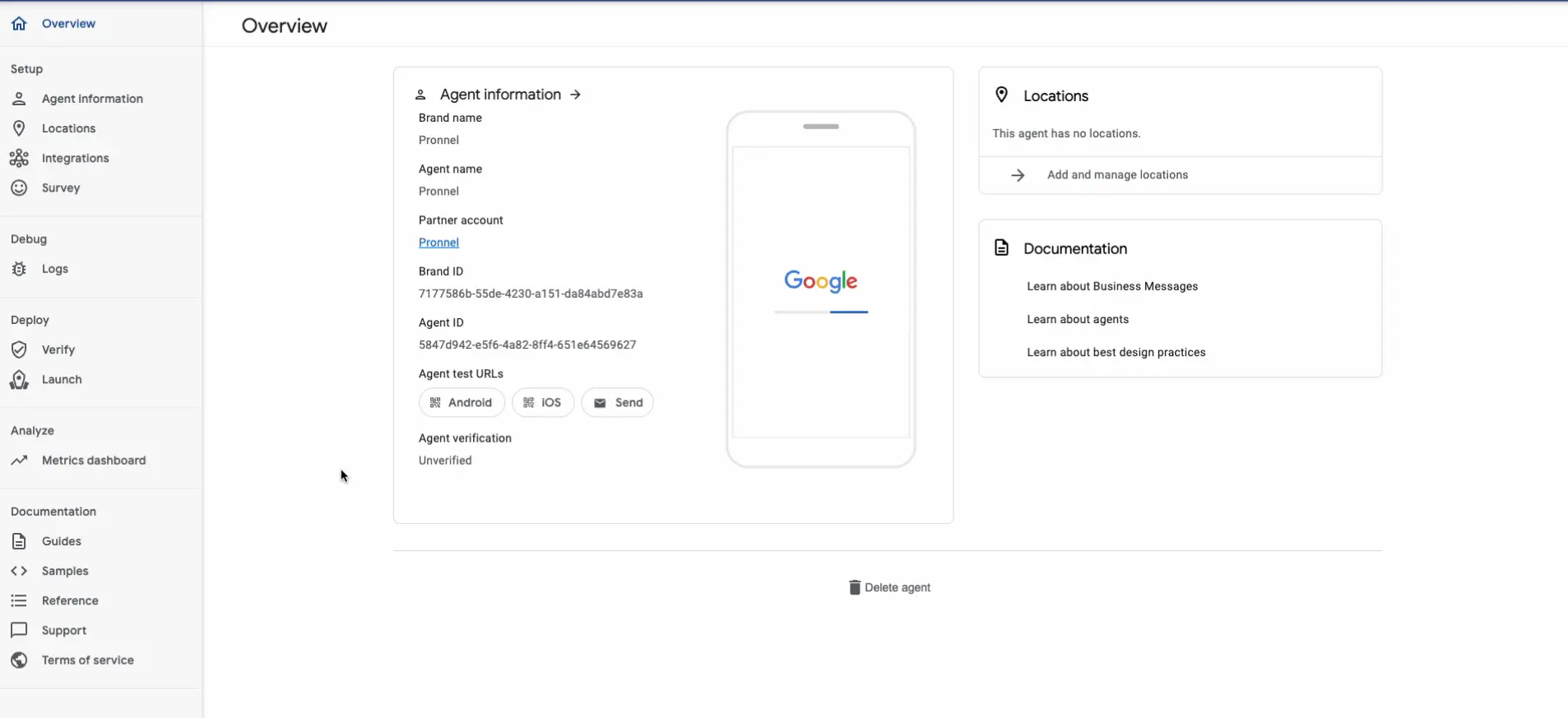 Access the Agent Information screen