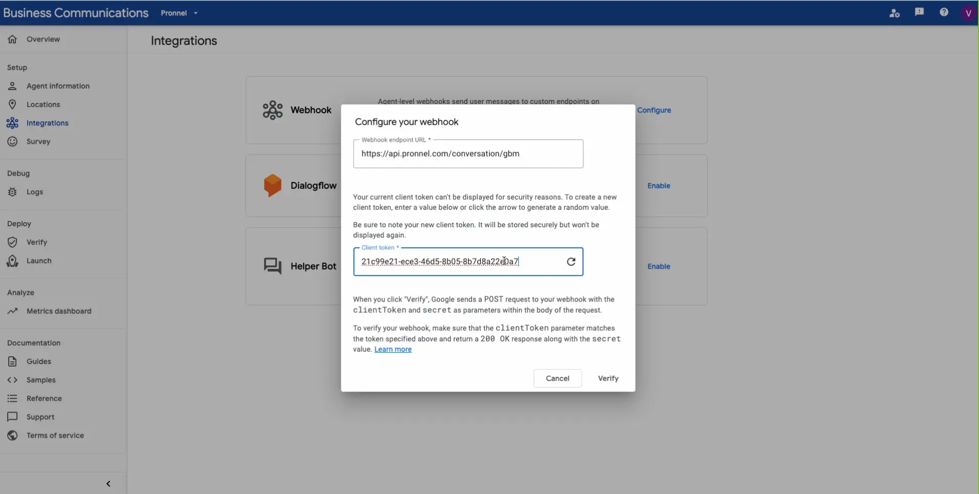 Click 'Communication' and add a new communication channel such as Google Business Messages.