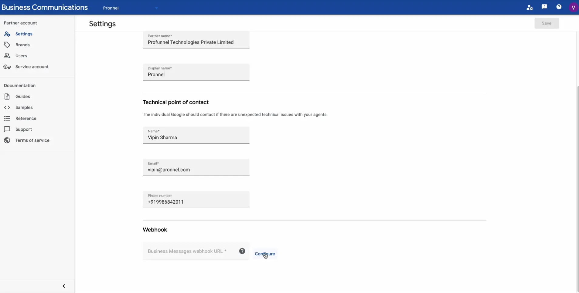 Enter the Agent ID, Brand ID, Client Email, and Token number (Private Key) you gathered earlier.