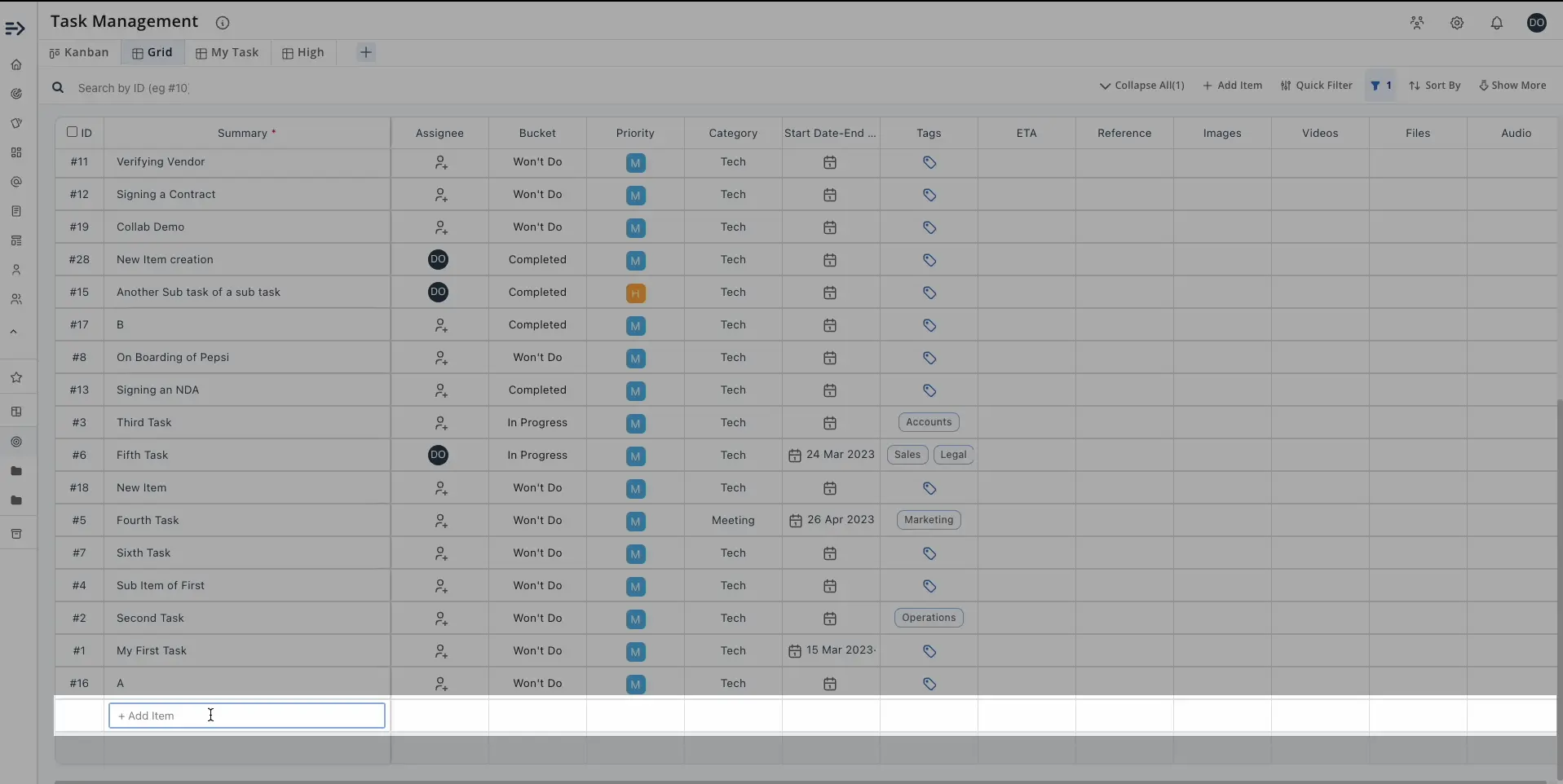 Find an empty row at the end of the Grid to add item
