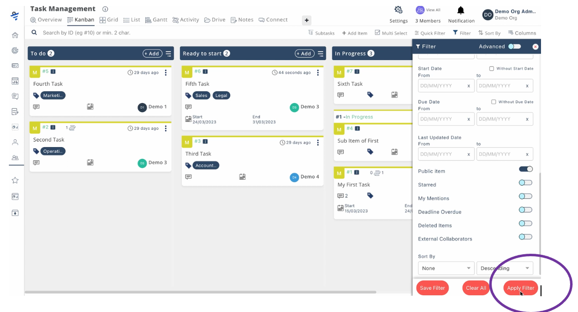 By applying filter of Public items, one can find t and manage the shared public items.