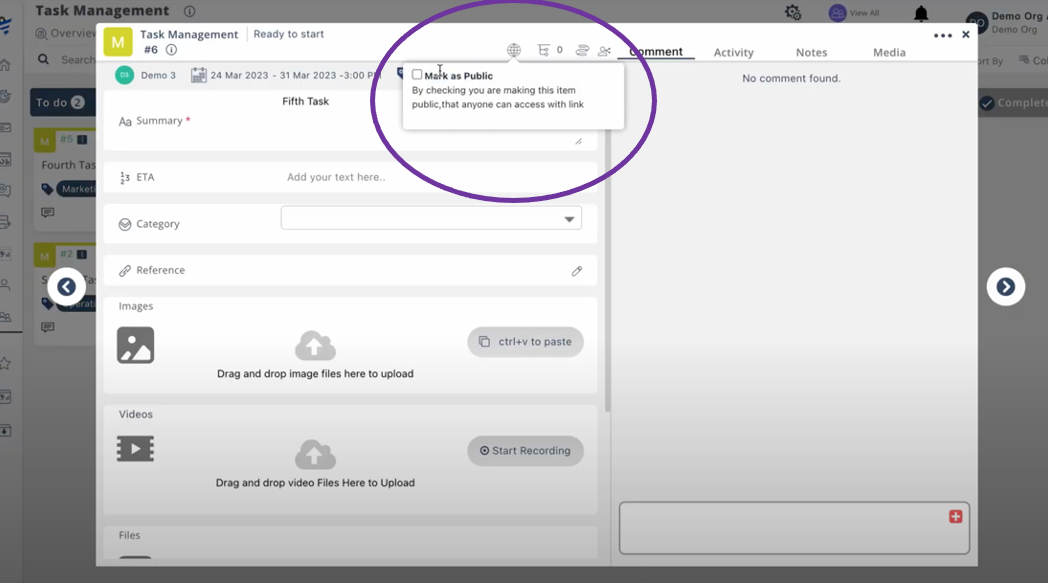  Once marked public, share the unique public URL generated by Pronnel to share it with the intended recipients. They can now access the item using the provided link 