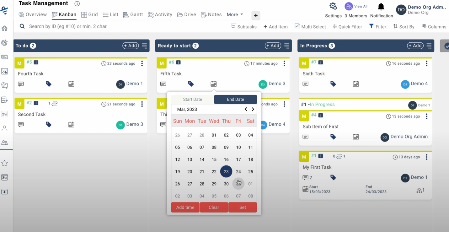Setting a start date and an end date provides crucial information about each item's duration and expected completion.