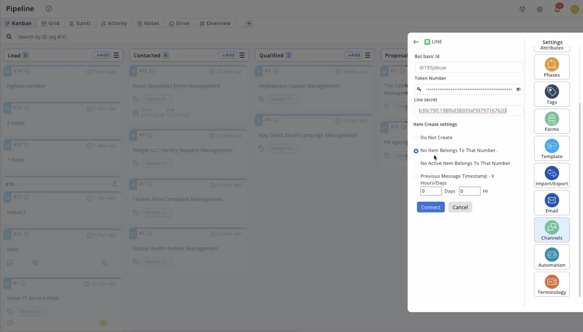 Fill in bot basic ID and access token and channel secret key