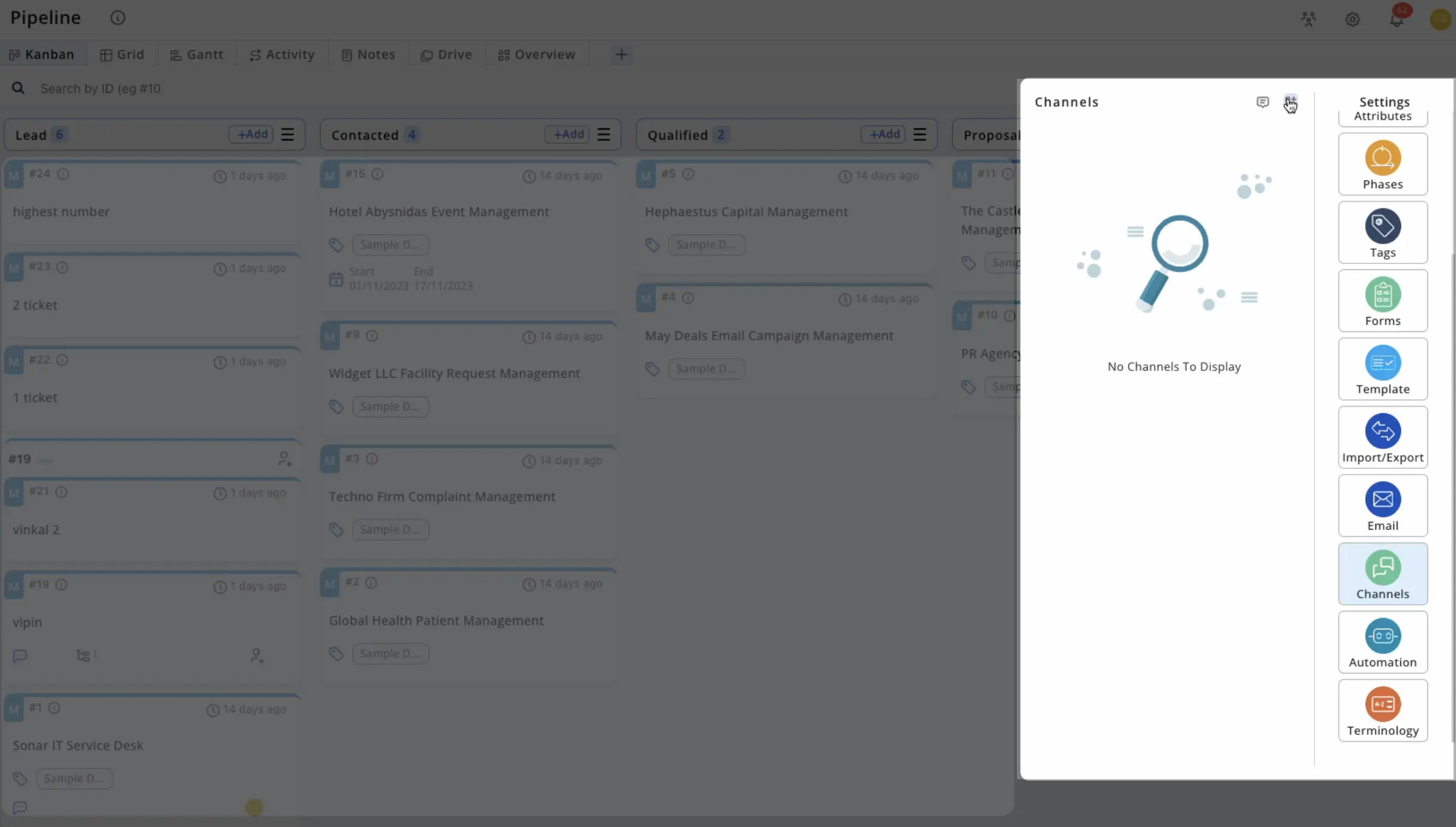 Click on channels option from Pronnel’s settings panel