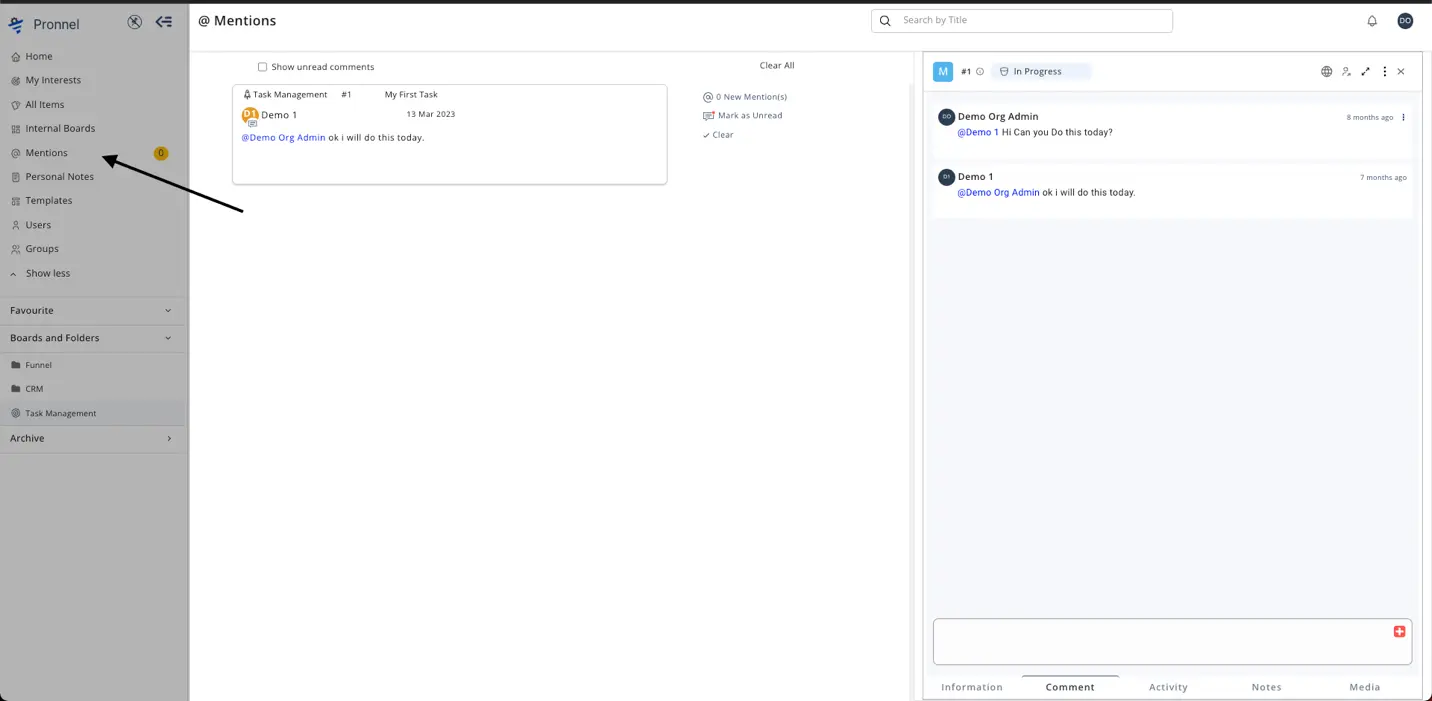  Mentions tab to stay updated on comments where you've been mentioned.
