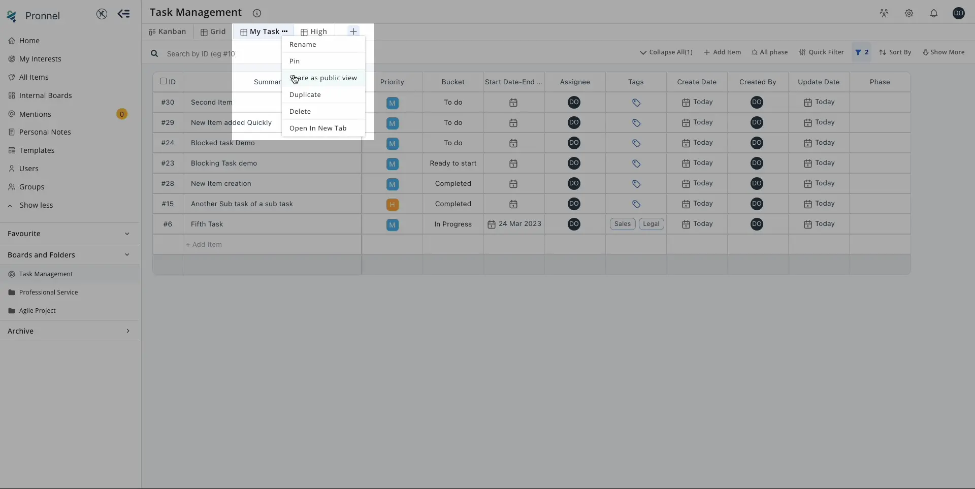 You can share Grid view as public view.