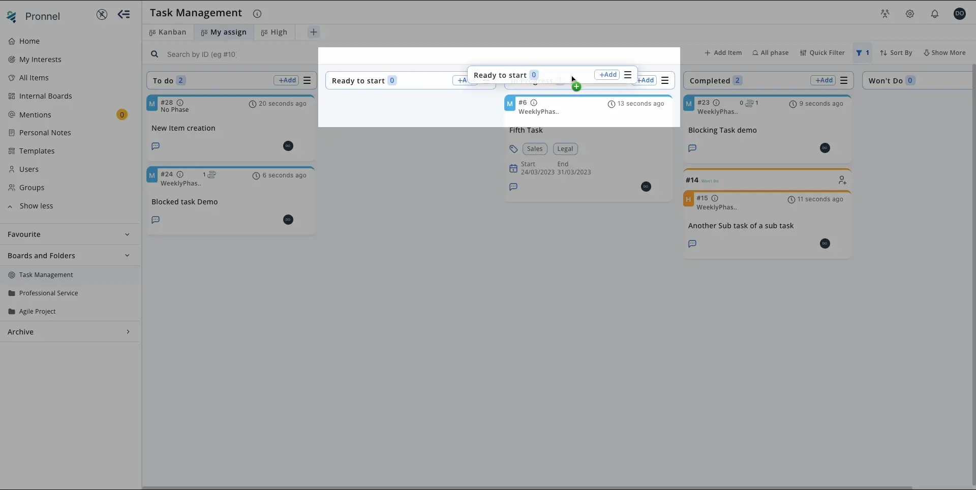 Rearranging Kanban Buckets