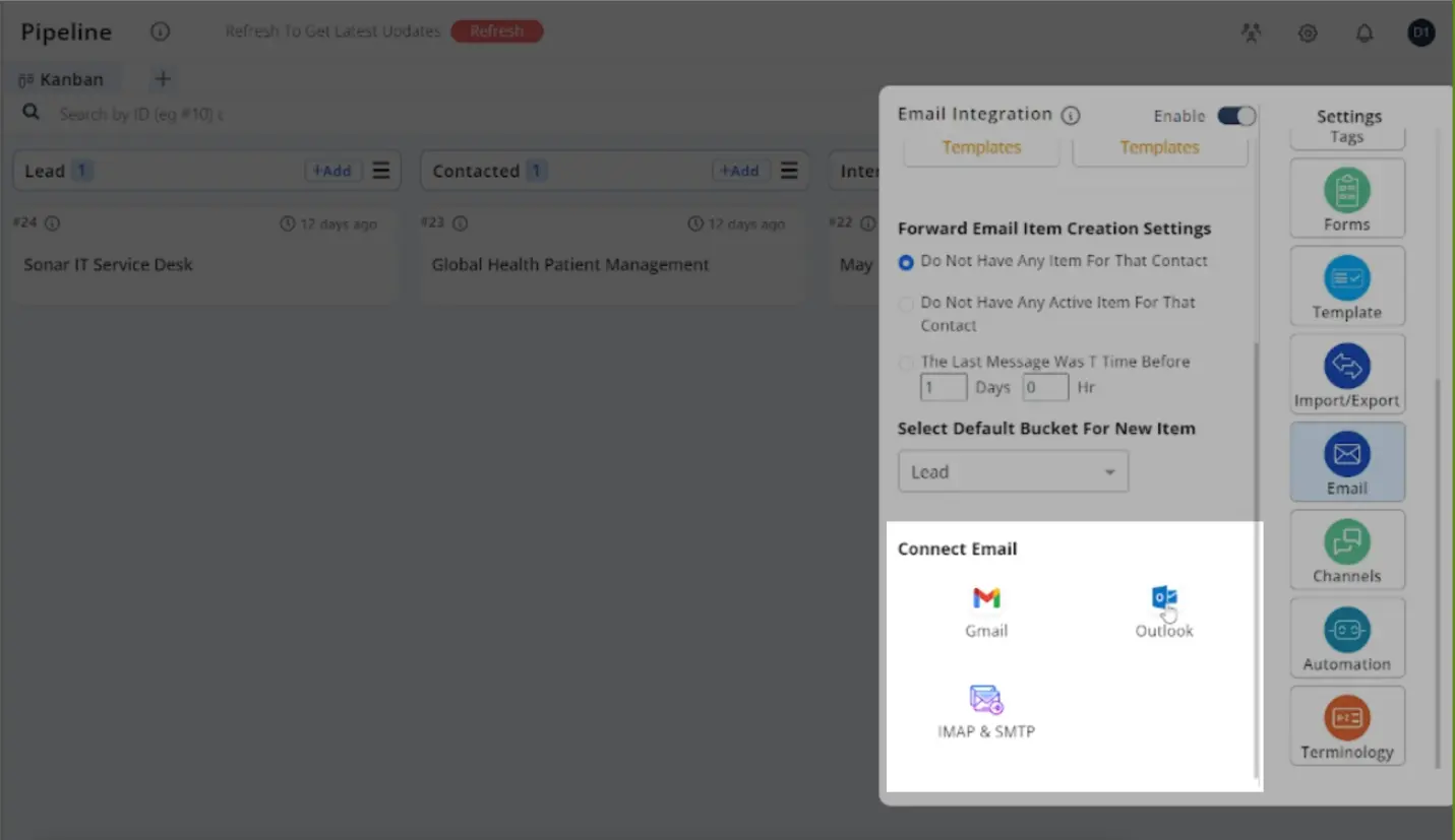 Connect Email and Choose IMAP & SMTP