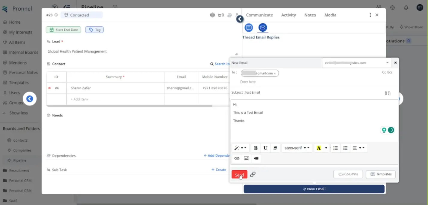 Send Email from Lead itself