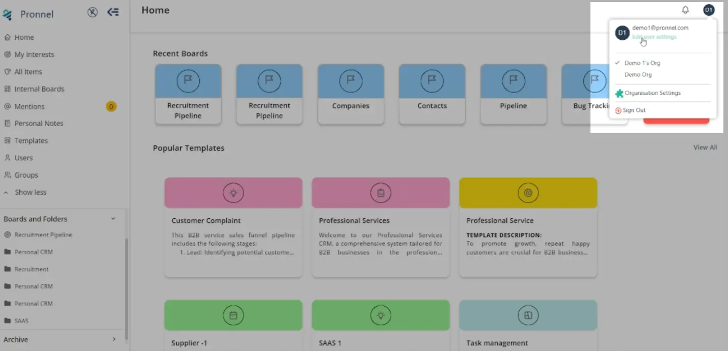 Access User Settings