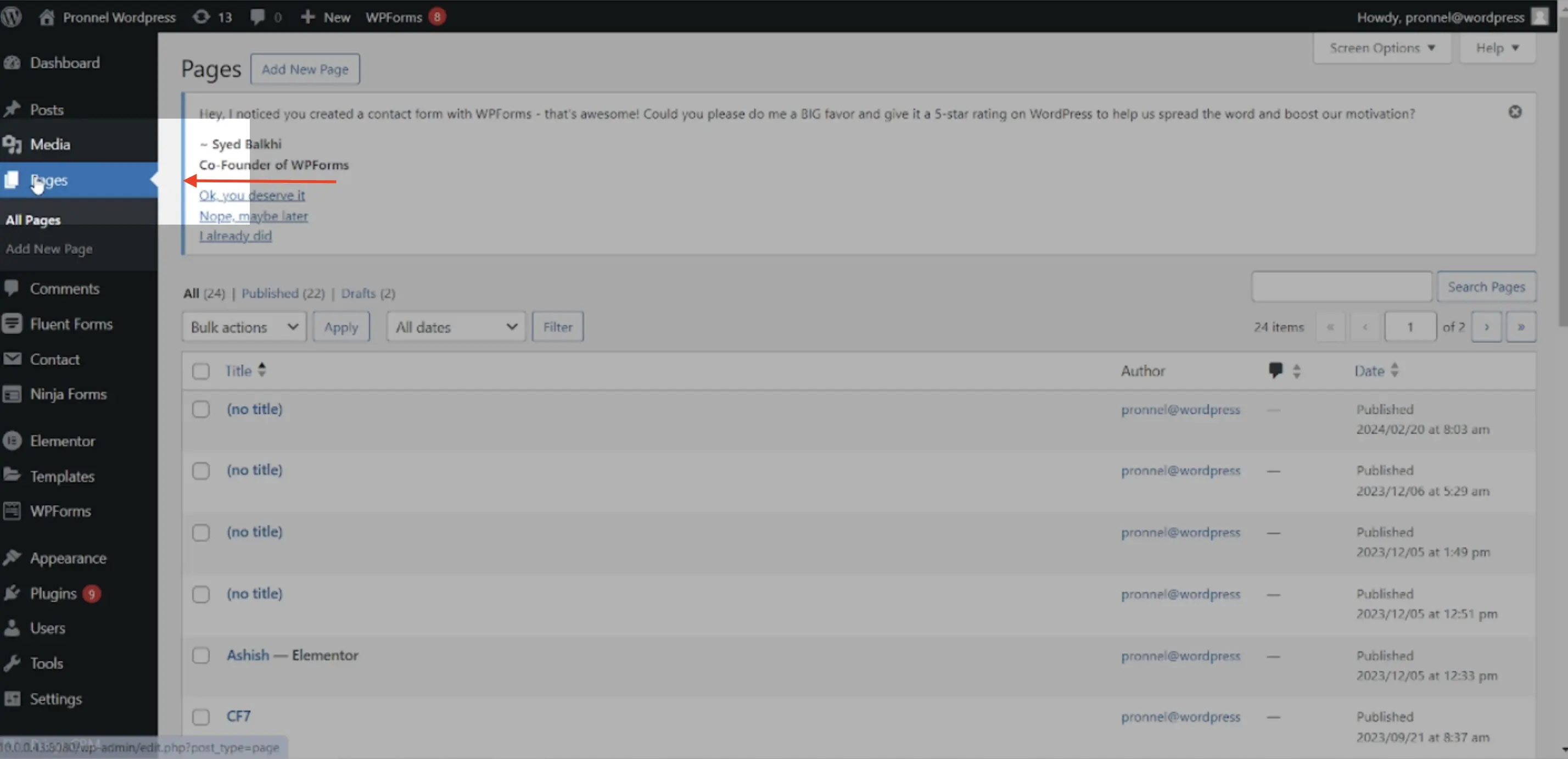Add a Wordpress Page