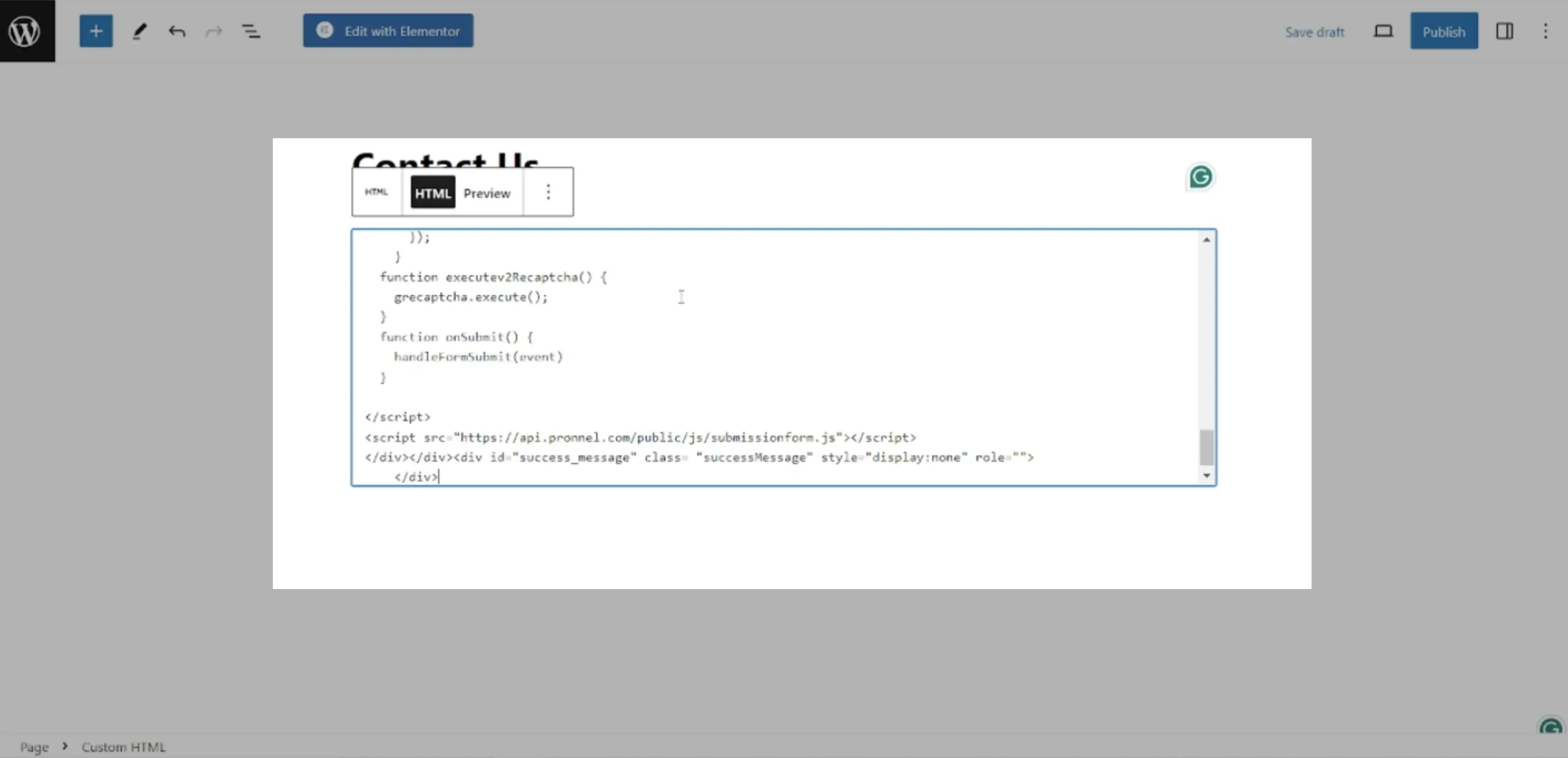 Paste the HTML Code