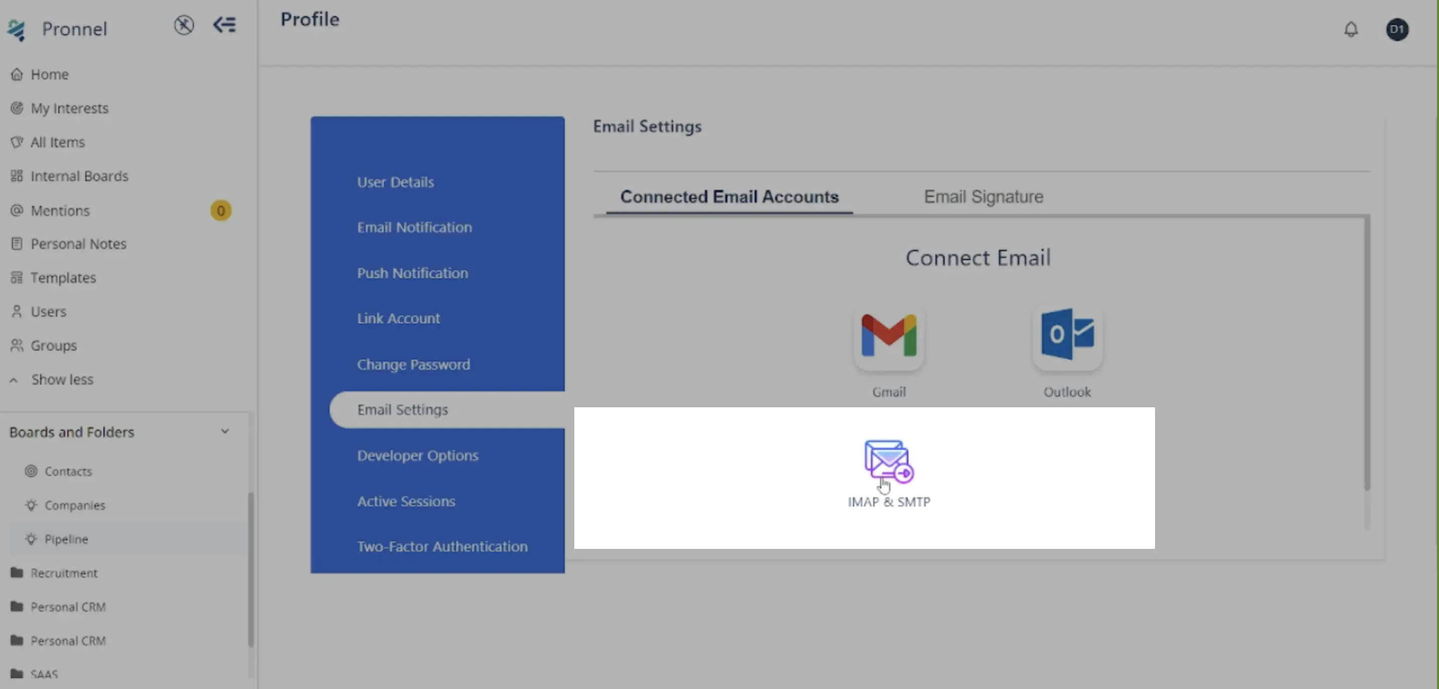 Click on Email Settings